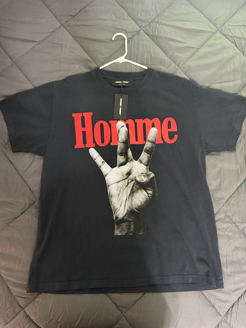 Homme Graphic Short Sleeve Tee - Black with Red Print